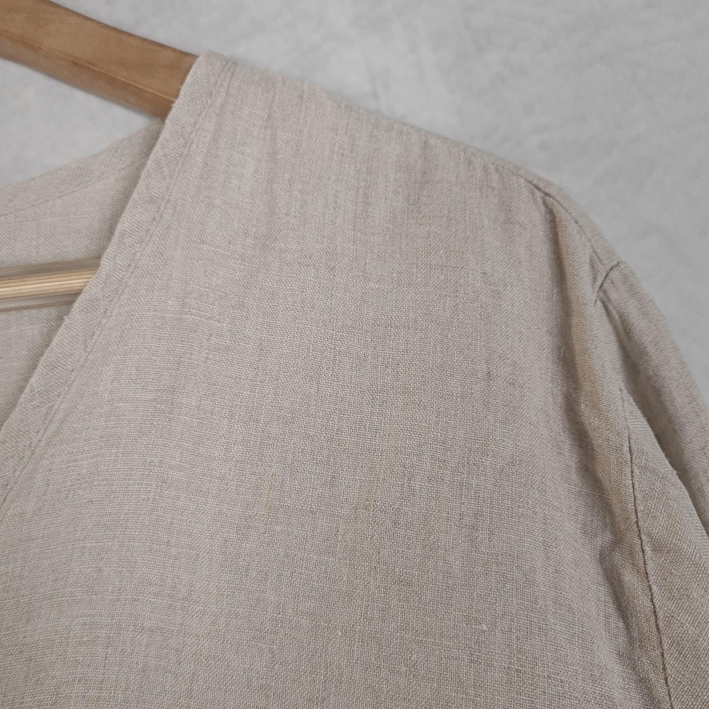 Flax Cream Button-Front V-Neck Tunic - Picture 4 of 16